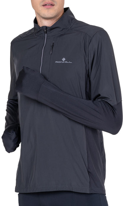 Ronhill Tech Wind-Block Half Zip Long Sleeve Mens Running Top - Black