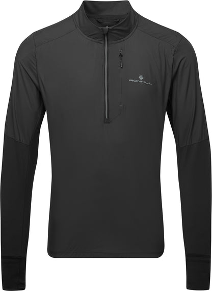 Ronhill Tech Wind-Block Half Zip Long Sleeve Mens Running Top - Black