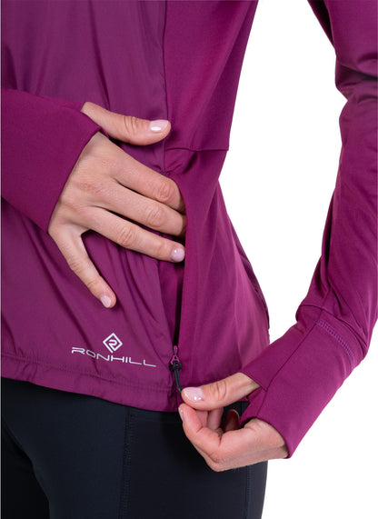 Ronhill Tech Wind-Block Half Zip Long Sleeve Womens Running Top - Purple