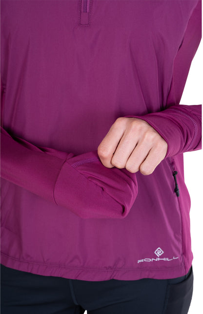 Ronhill Tech Wind-Block Half Zip Long Sleeve Womens Running Top - Purple