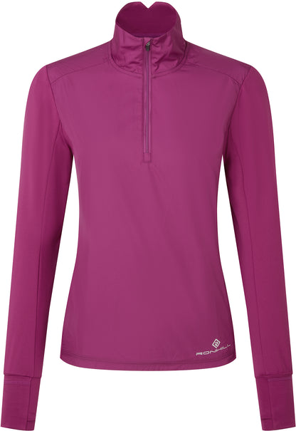 Ronhill Tech Wind-Block Half Zip Long Sleeve Womens Running Top - Purple