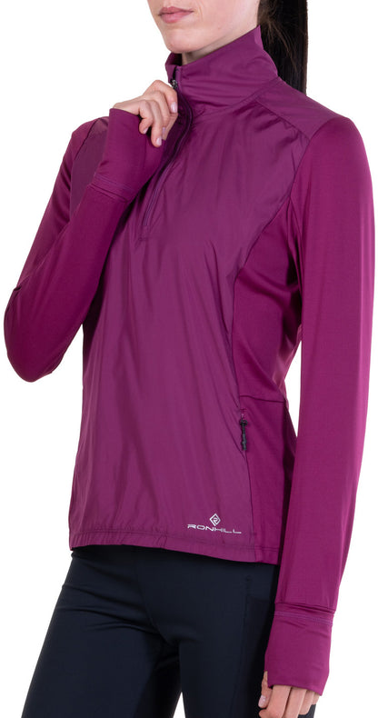 Ronhill Tech Wind-Block Half Zip Long Sleeve Womens Running Top - Purple