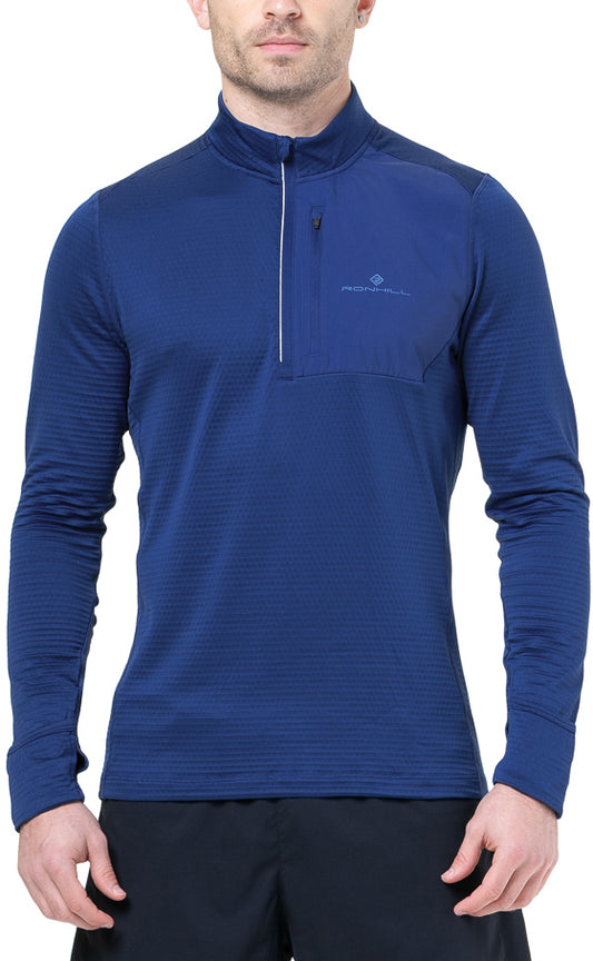 Ronhill Tech Winter Half Zip Long Sleeve Mens Running Top - Blue