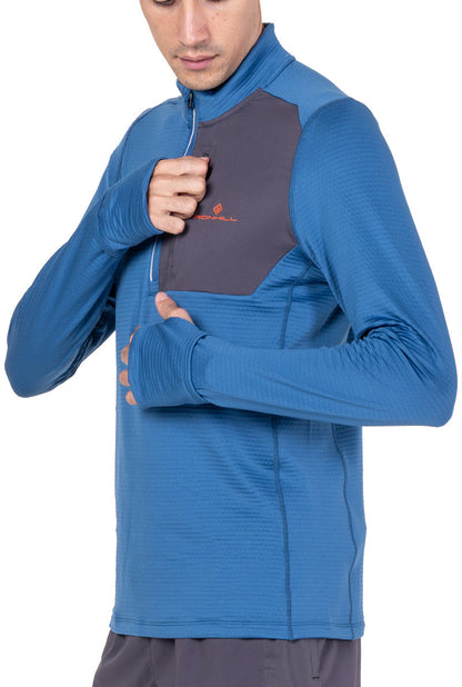 Ronhill Tech Winter Half Zip Long Sleeve Mens Running Top - Blue