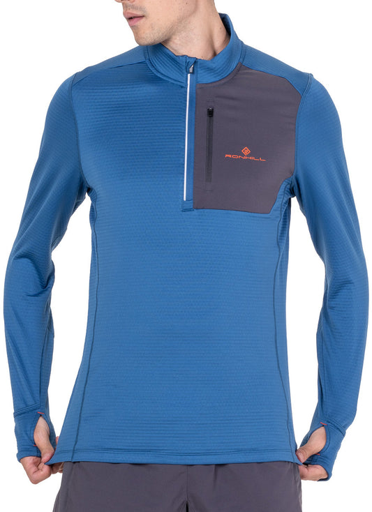Ronhill Tech Winter Half Zip Long Sleeve Mens Running Top - Blue