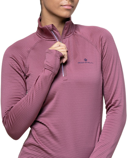 Ronhill Tech Winter Half Zip Long Sleeve Womens Running Top - Pink