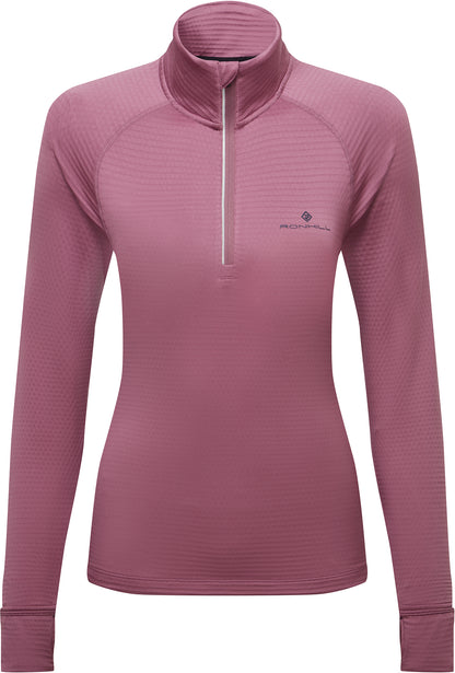 Ronhill Tech Winter Half Zip Long Sleeve Womens Running Top - Pink