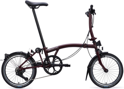 Brompton C Line 4-Speed Folding Bike with SuperRoll+ - Plum Red