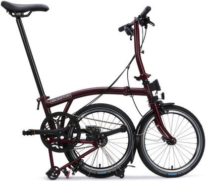 Brompton C Line 4-Speed Folding Bike with SuperRoll+ - Plum Red