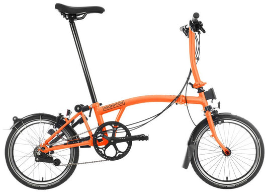 Brompton C Line S 6-Speed Black Edition Folding Bike - Sunset Orange