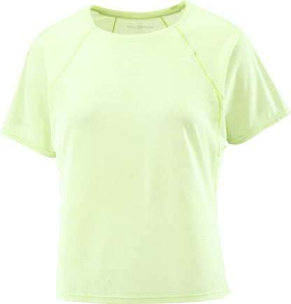 Salomon SHAKEout Air Cropped Short Sleeve Womens Running Top - Green