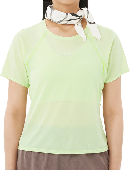 Salomon SHAKEout Air Cropped Short Sleeve Womens Running Top - Green