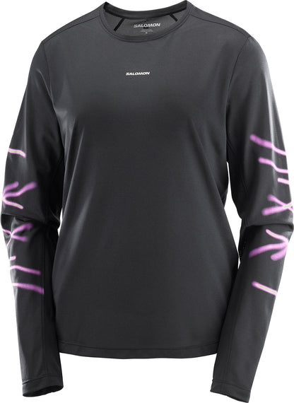 Salomon SHAKEout Core Graphic Long Sleeve Womens Running Top - Black