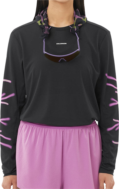 Salomon SHAKEout Core Graphic Long Sleeve Womens Running Top - Black