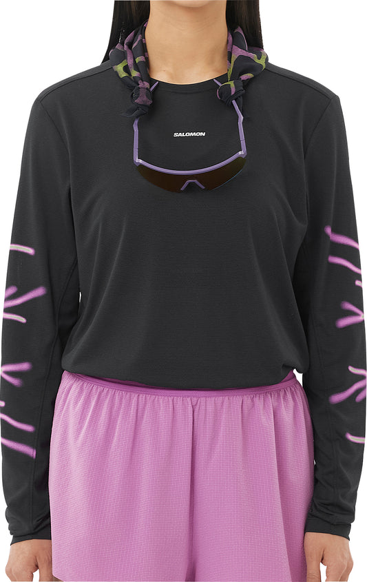 Salomon SHAKEout Core Graphic Long Sleeve Womens Running Top - Black