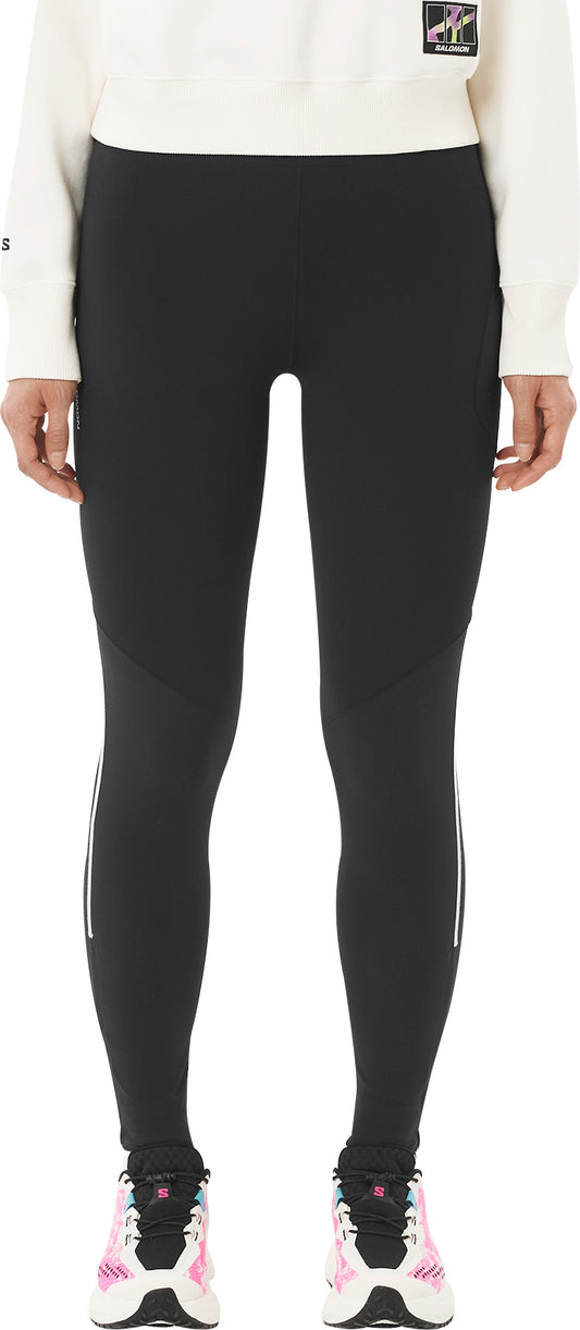 Salomon Stow Womens Long Running Tights - Black