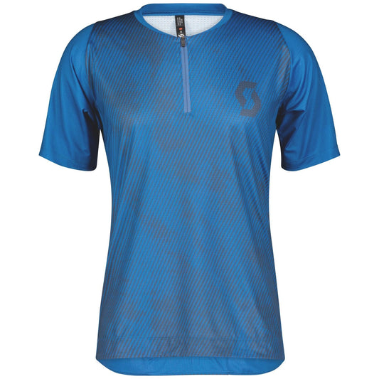 Scott Trail Vertic Zip Short Sleeve Mens Cycling Jersey - Blue
