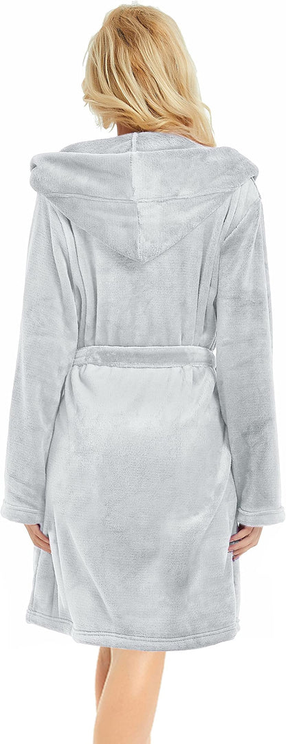 Slumber Party Soft Hooded Womens Dressing Gown - Grey