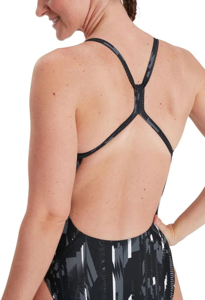 Speedo Allover Rippleback Womens Swimsuit - Black