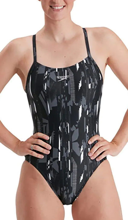 Speedo Allover Rippleback Womens Swimsuit - Black