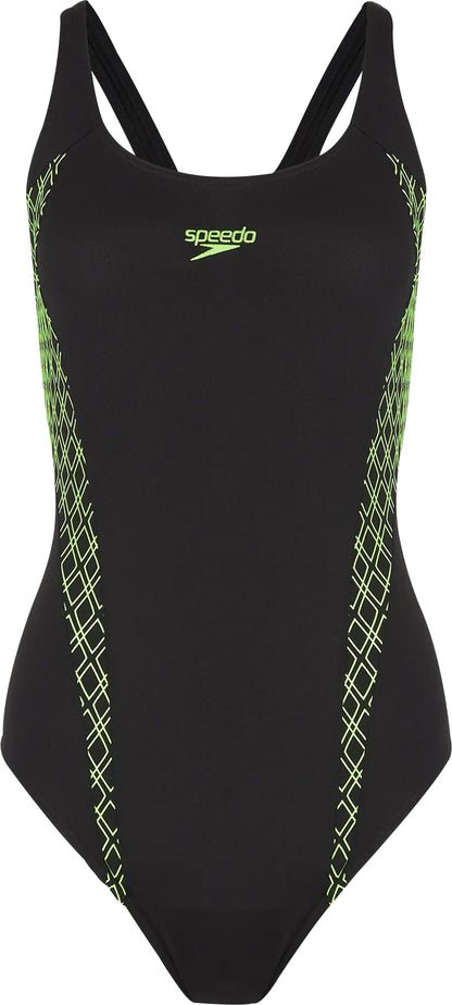 Speedo Panel Muscleback Womens Swimsuit - Black