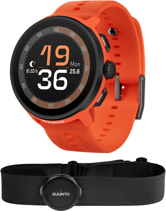 Suunto Run GPS Silicone Strap Sports Watch + FREE Smart Heart Rate Belt - Orange