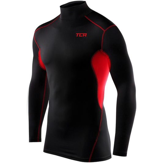 TCA HyperFusion Mock Neck Long Sleeve Mens Compression Top - Black