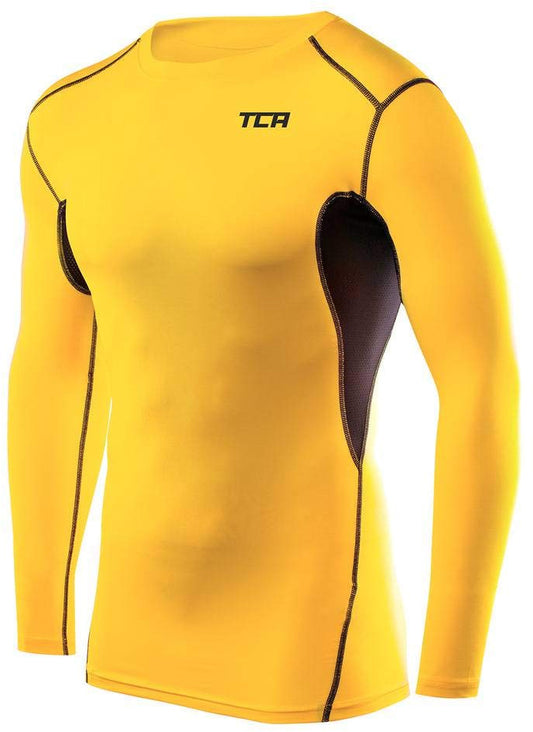 TCA HyperFusion Long Sleeve Mens Compression Top - Yellow