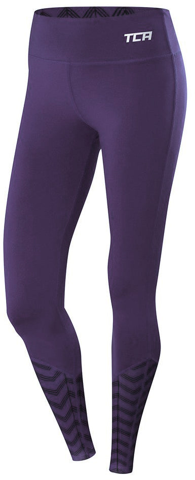 TCA Impulse Printed Womens Long Running Tights - Purple