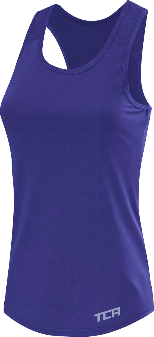 TCA Impulse Printed Racerback Womens Running Vest Tank Top - Blue