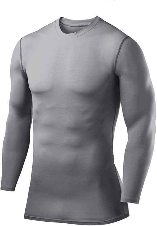 TCA PowerLayer Long Sleeve Mock Junior Compression Top - Grey