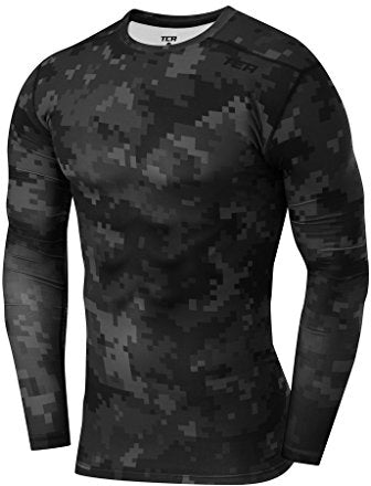 TCA Pro Performance Digital Combat Long Sleeve Mens Compression Top - Black