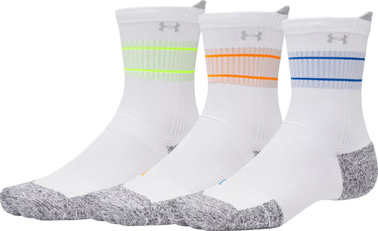 Under Armour ArmourDry Cushion (3 Pack) Mid Crew Running Socks - White