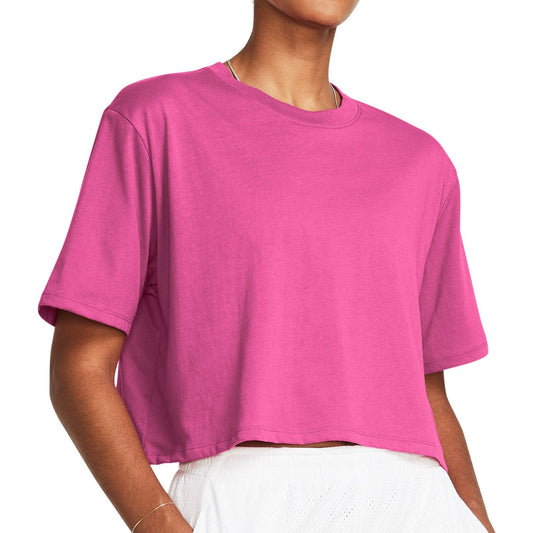 Under Armour Campus Boxy Crop Short Sleeve Womens Training Top - Pink