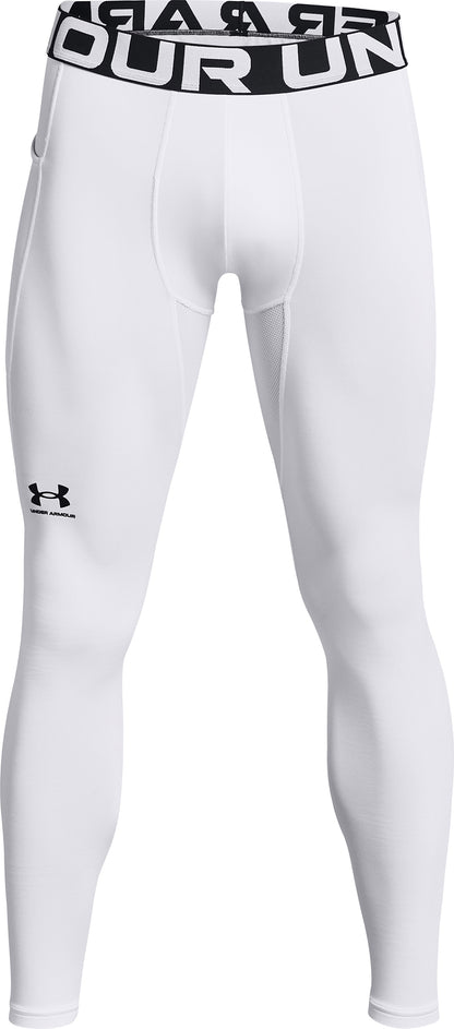 Under Armour ColdGear Compression Mens Long Running Tights - White