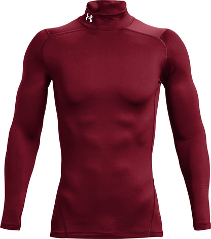 Under Armour ColdGear Compression Mock Long Sleeve Mens Running Top - Red