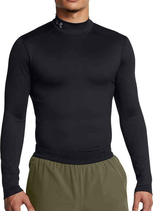 Under Armour ColdGear Elite Compression Mock Long Sleeve Mens Running Top - Black