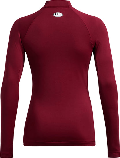 Under Armour ColdGear Mock Neck Long Sleeve Womens Running Top - Red