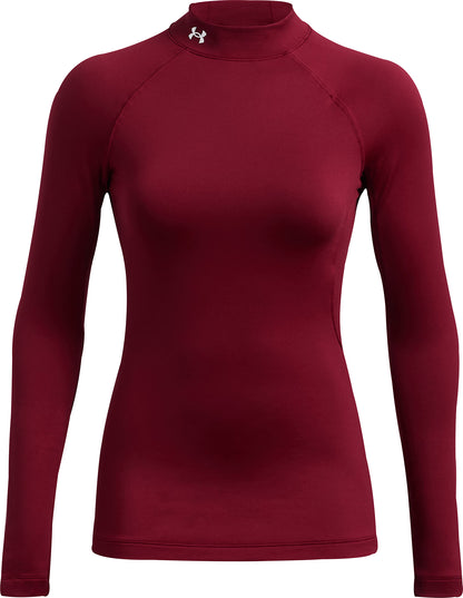 Under Armour ColdGear Mock Neck Long Sleeve Womens Running Top - Red