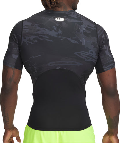 Under Armour HeatGear Printed Short Sleeve Mens Training Top - Black