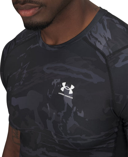 Under Armour HeatGear Printed Short Sleeve Mens Training Top - Black