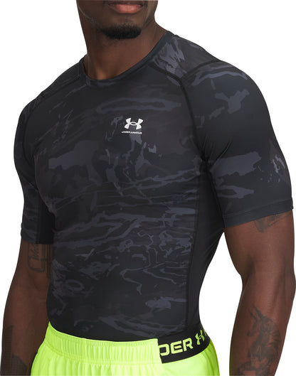 Under Armour HeatGear Printed Short Sleeve Mens Training Top - Black