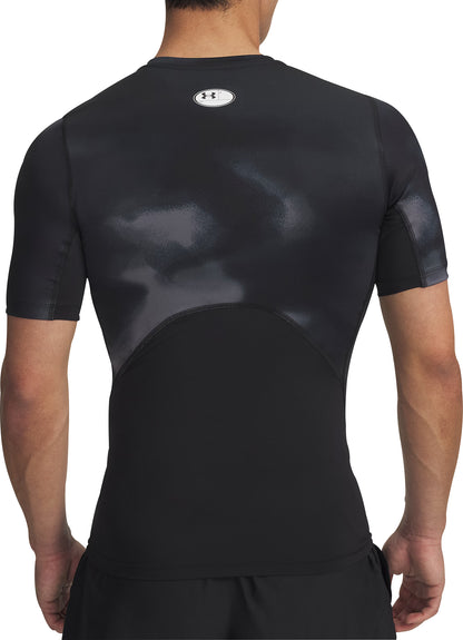 Under Armour HeatGear Printed Short Sleeve Mens Training Top - Black