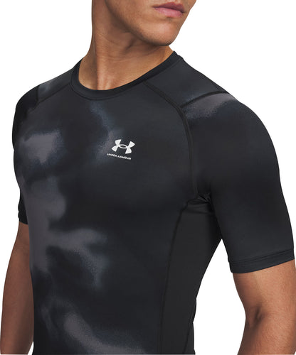 Under Armour HeatGear Printed Short Sleeve Mens Training Top - Black