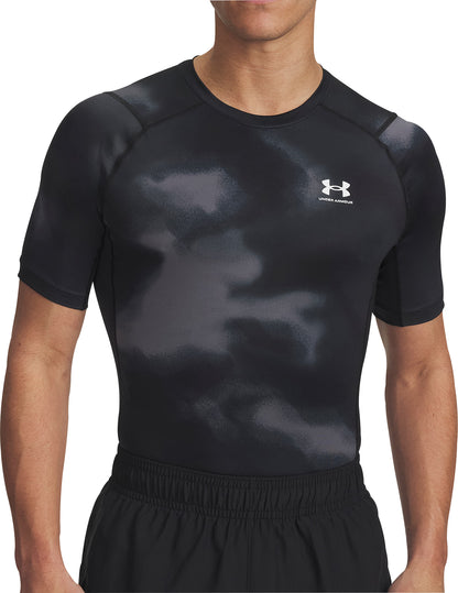 Under Armour HeatGear Printed Short Sleeve Mens Training Top - Black