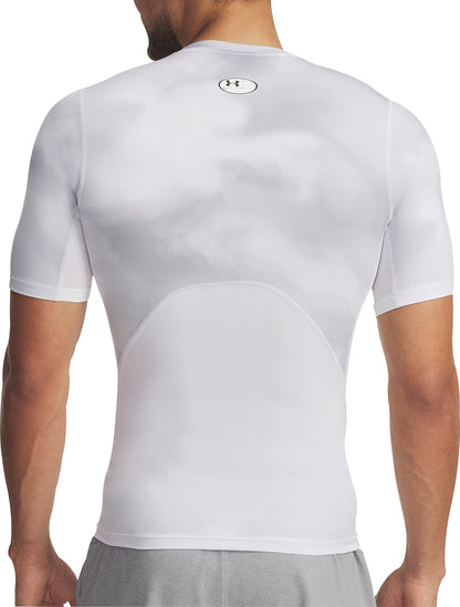 Under Armour HeatGear Printed Short Sleeve Mens Training Top - White