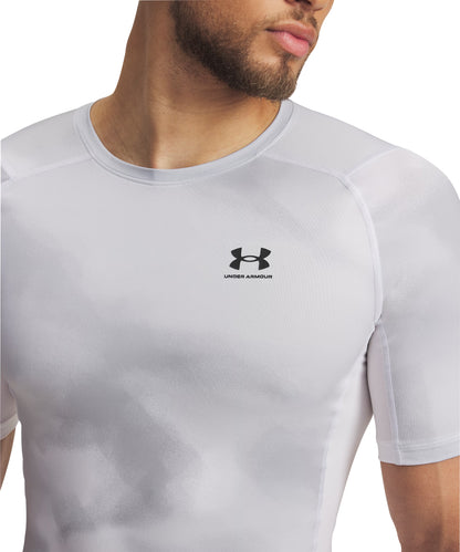 Under Armour HeatGear Printed Short Sleeve Mens Training Top - White
