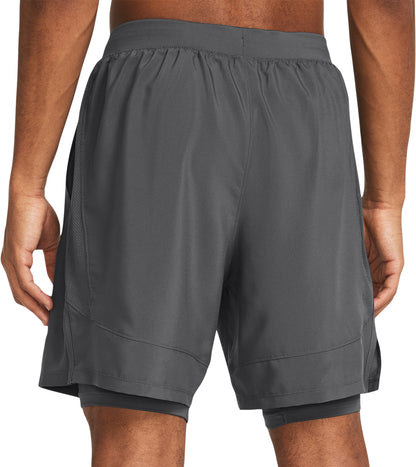 Under Armour Launch 2 in 1 Mens Running Shorts - Grey