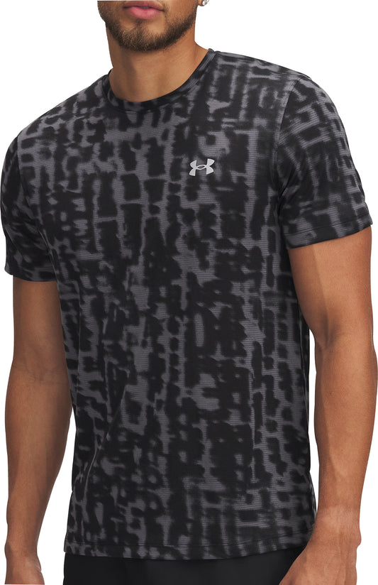 Under Armour Launch Printed Short Sleeve Mens Running Top - Black