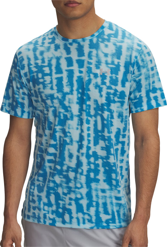 Under Armour Launch Printed Short Sleeve Mens Running Top - Blue